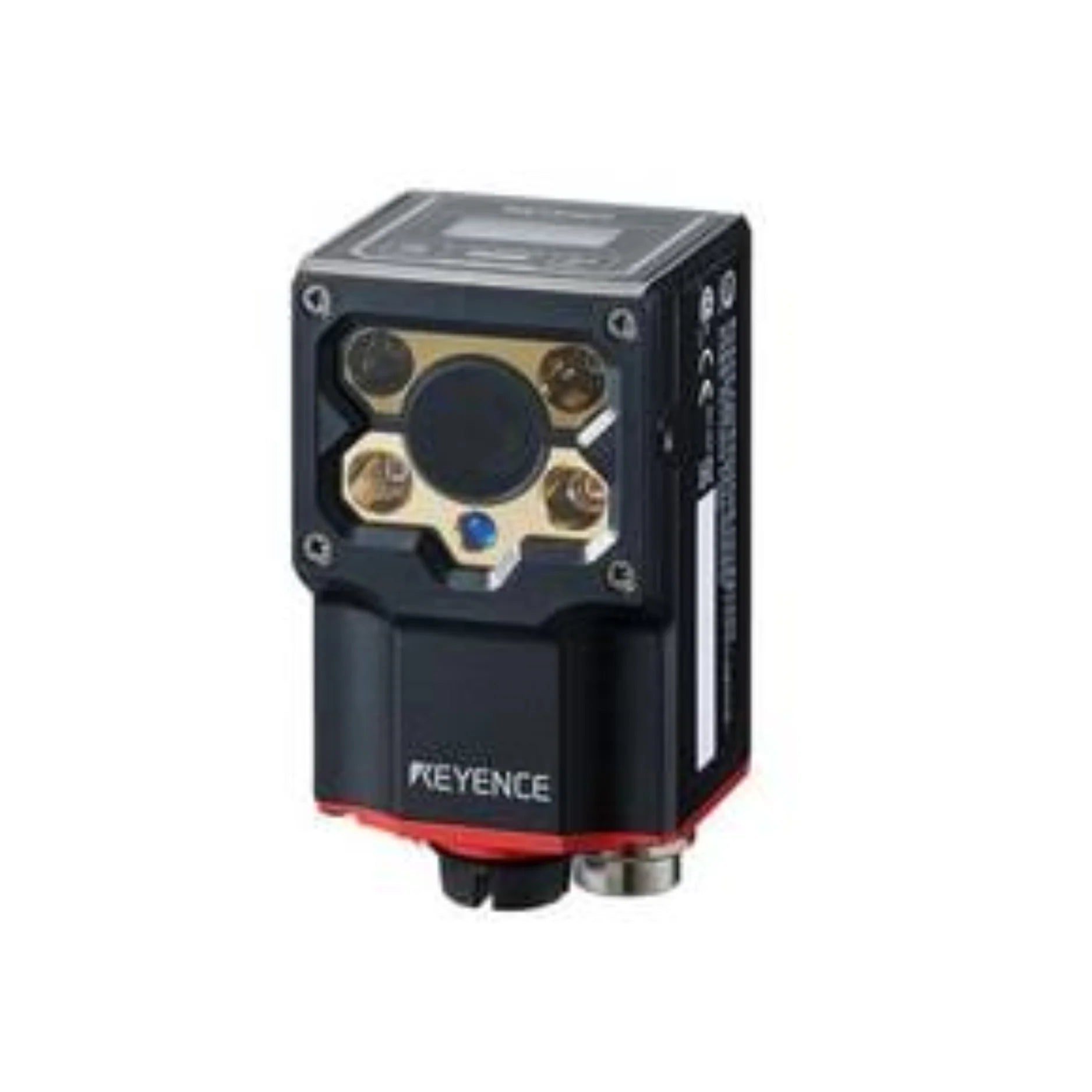Keyence SR-1000 smart code reader with autofocus and built-in lighting for fast, accurate 1D/2D barcode scanning in automation systems.
