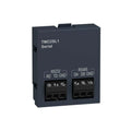 Schneider Electric TMC2SL1 RS232/RS485 communication module for TM221/TM241/TM251, enables Modbus and serial device integration.