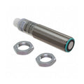Pepperl+Fuchs UB1000-18GM75-E5-V15 ultrasonic sensor, 70–1000mm detection range, PNP output, M12 connector, IP67 rating.
