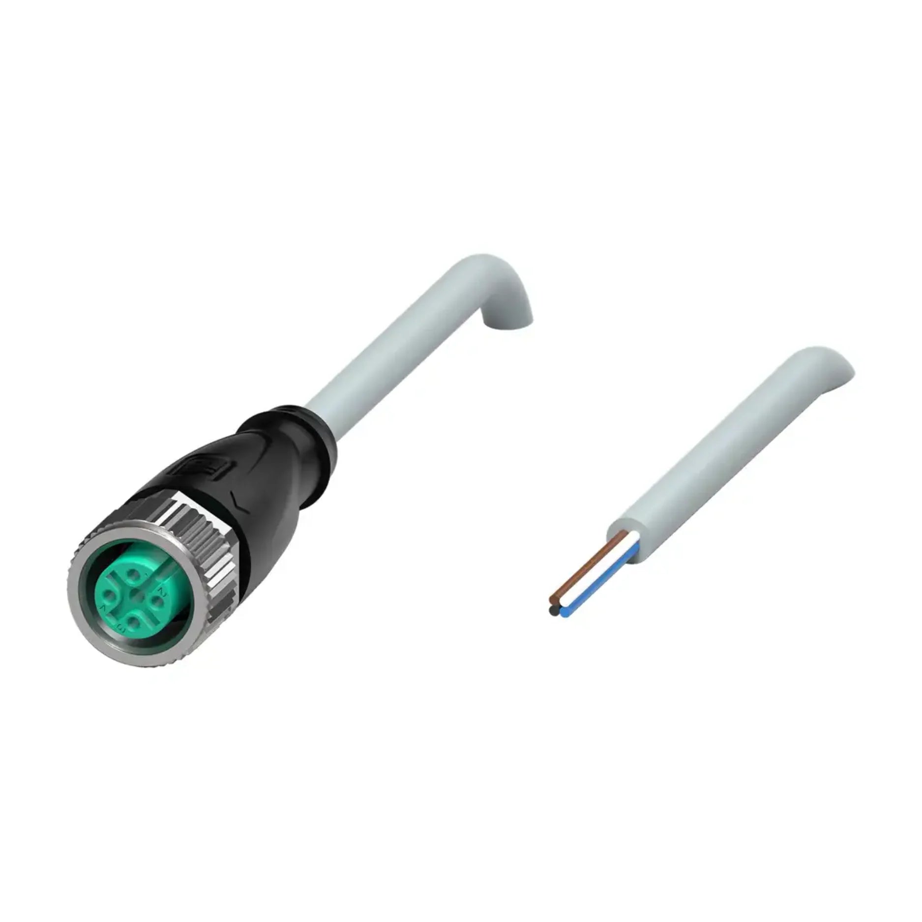 Pepperl+Fuchs V1-G-5M-PUR M12 straight 4-pin female cordset with 5m halogen-free PUR cable, IP68/IP69 rated, for industrial automation connections.