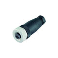 Pepperl+Fuchs V1-G-BK M12 straight female connector, 4-pin, screw terminal, IP67-rated for field wiring.