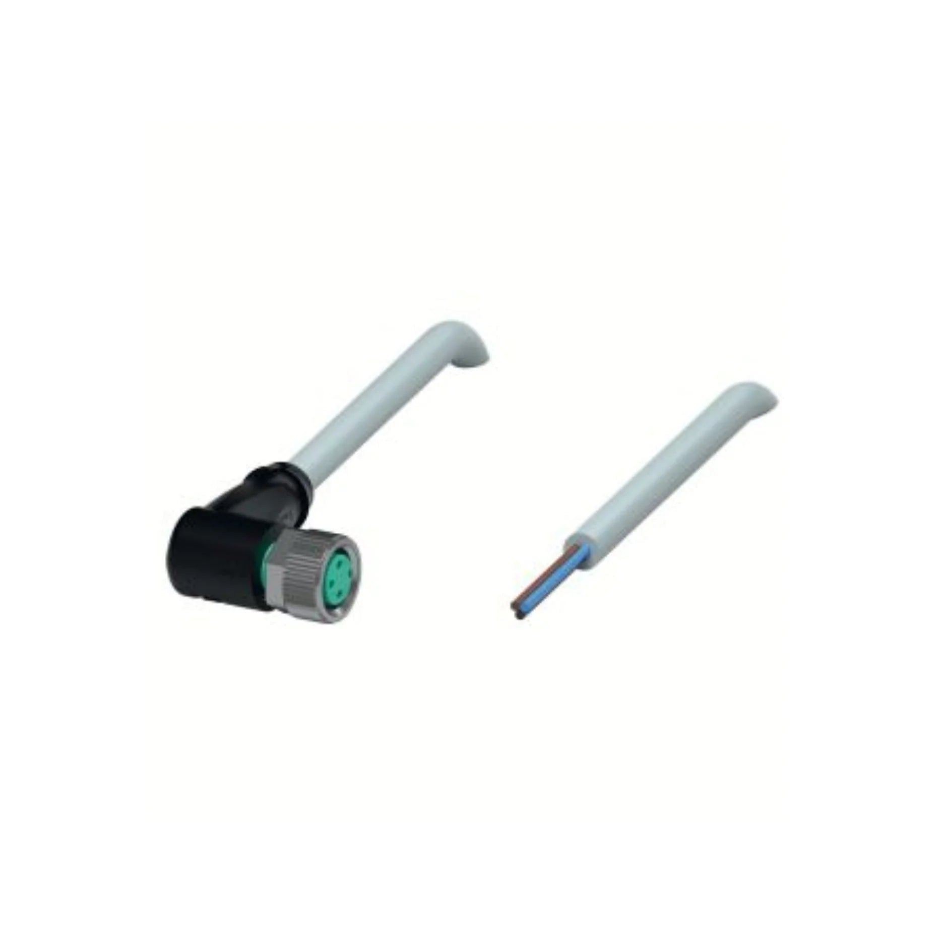 Pepperl+Fuchs V3-WM-5M-PUR M8 3-pin angled female cordset with 5 m PUR cable, IP68 rated, halogen-free, A-coded, for industrial sensor connections.