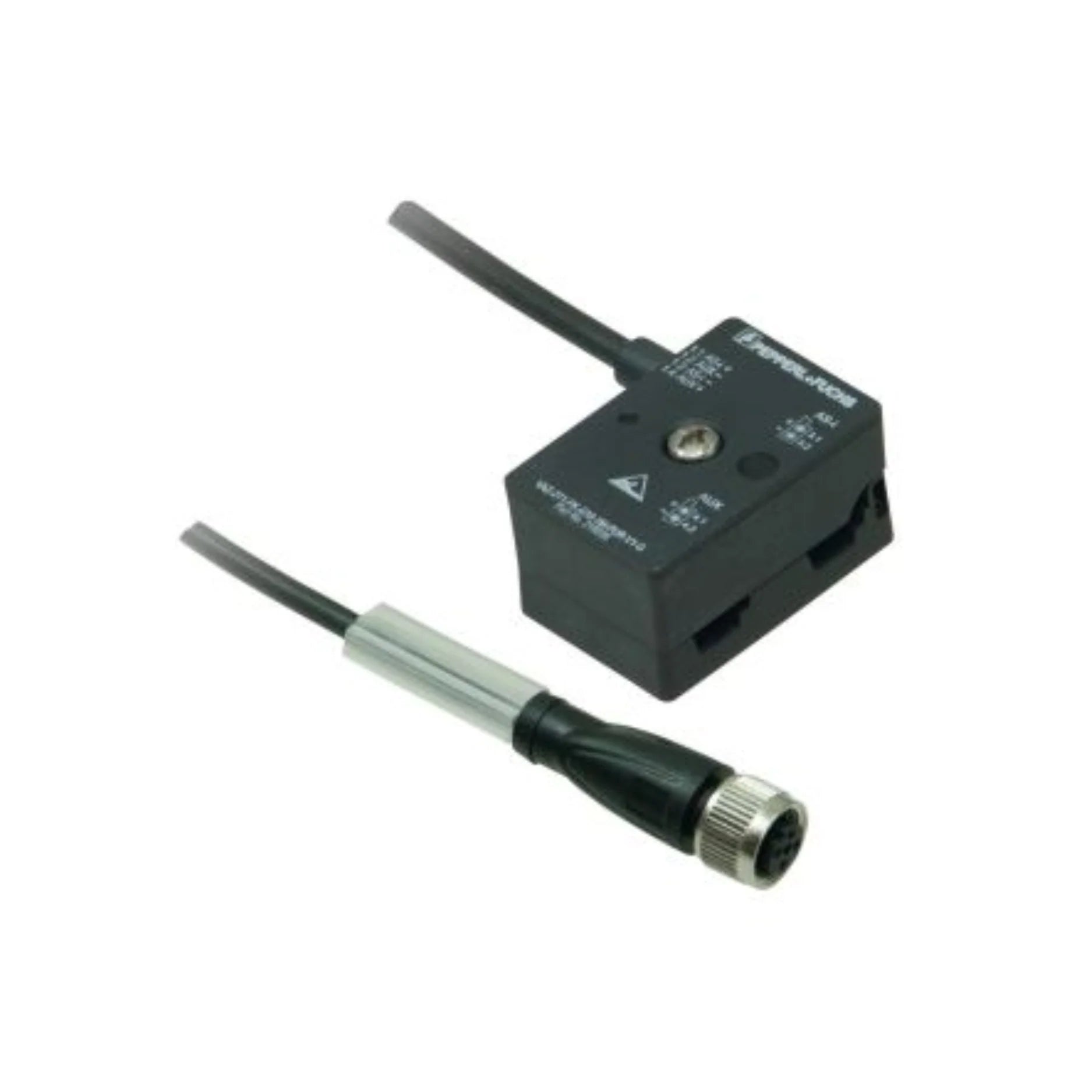 Pepperl+Fuchs VAZ-2T1-FK-G10-1M-PUR-V1-G AS-Interface splitter box with 1 m PUR cable, IP67/IP68/IP69K rated, M12 connector, for industrial automation systems.