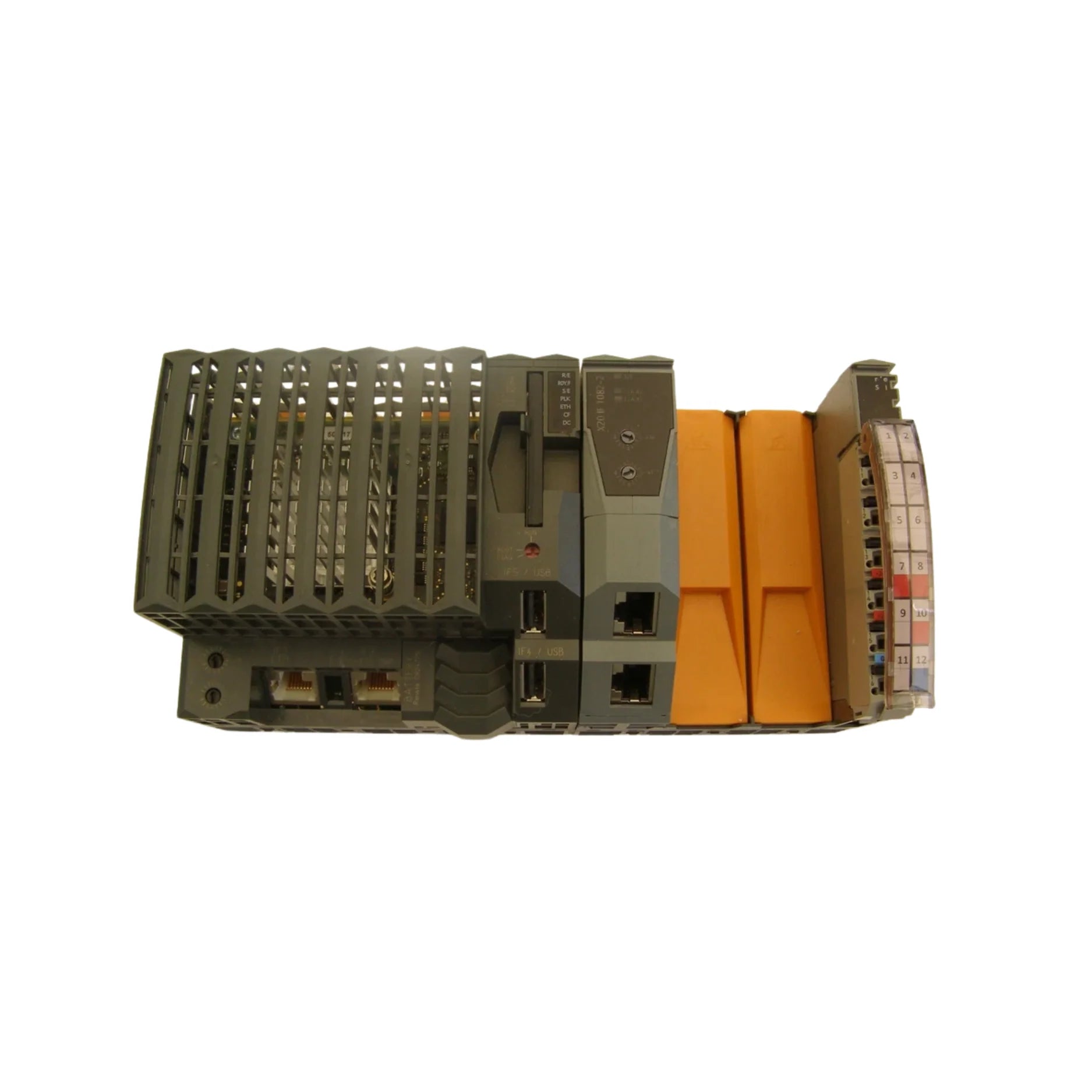 B&R X20CP3584 PLC CPU module with Intel Atom 600 MHz processor, 256 MB DDR2 RAM, Gigabit Ethernet, and RS232 interfaces for industrial automation.