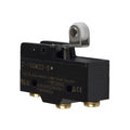 Omron Z-15GW22-B SPDT basic switch with 15A rating, short hinge roller lever actuator, and screw terminals for industrial automation applications.