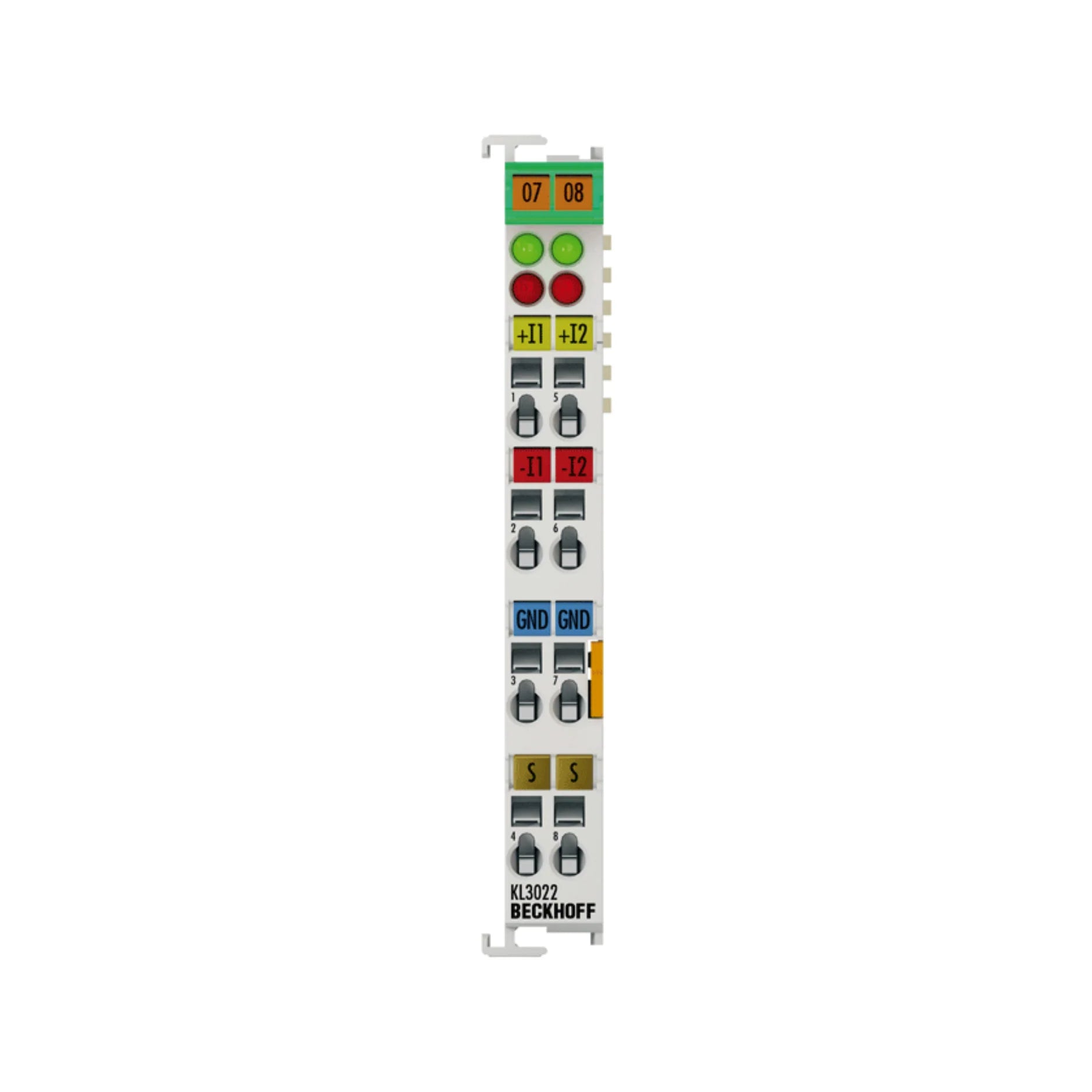 Beckhoff KL3022 Bus Terminal, 2-channel analog input, ±10 V, for precise signal measurement in automation systems.